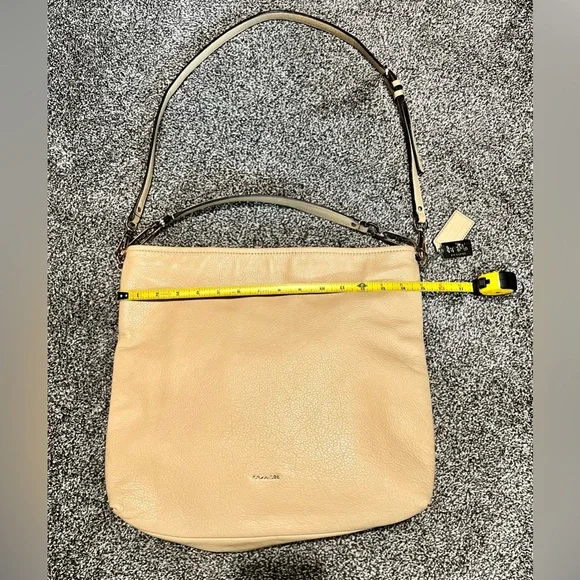 Coach Madison Tan Pebbled Leather Slouch Hobo with Crossbody Strap Style - Picture 14 of 15